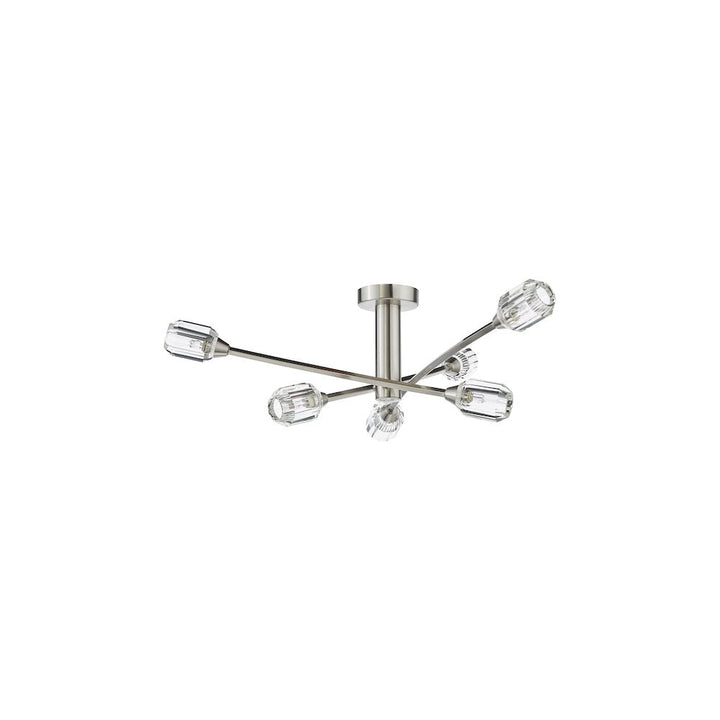 Dar ZON6438 Zonda 6 Light Semi-Flush Brushed Nickel and Crystal