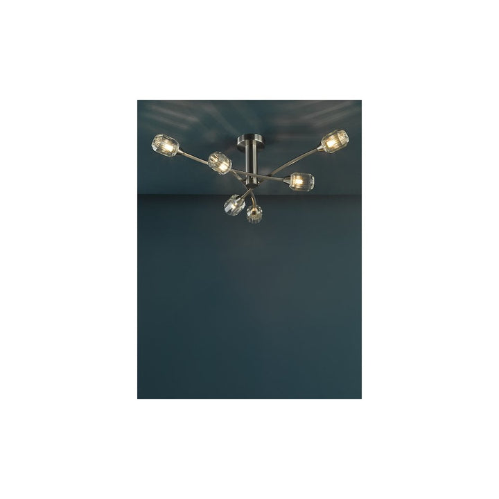 Dar ZON6438 Zonda 6 Light Semi-Flush Brushed Nickel and Crystal