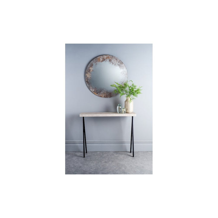 Dar 001DAT003 Data Console Table Light Grey Marble Effect