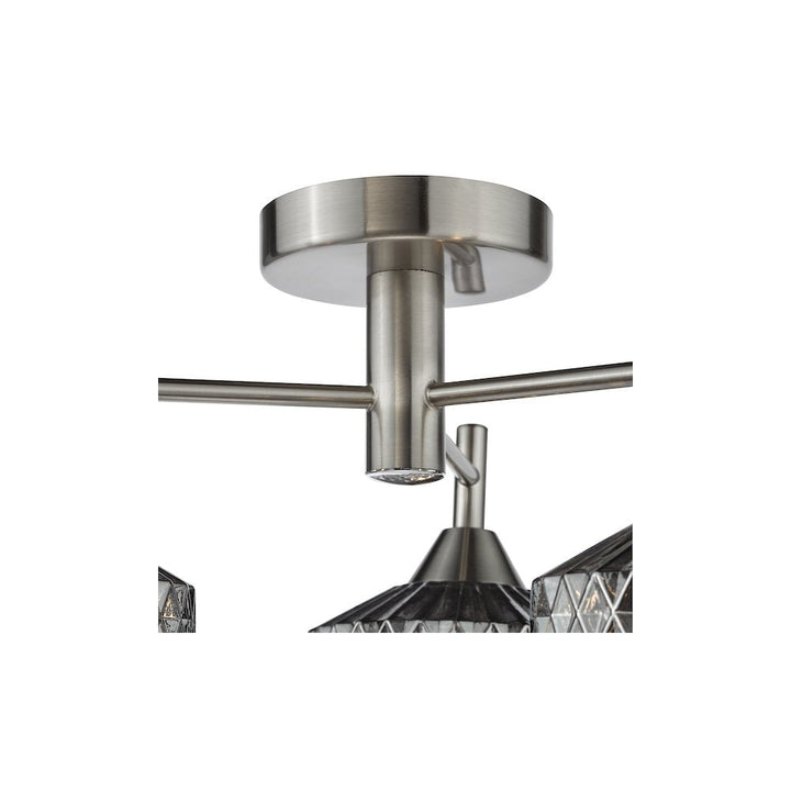 Dar FAB5338 Fabrienne 3 Light Semi-Flush Satin Nickel and Smoked Glass