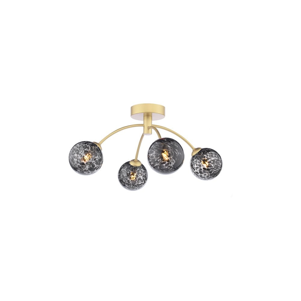 Dar IZZ0435-21 Izzy 4 Light Semi-Flush Polished Gold and Black Confetti Glass