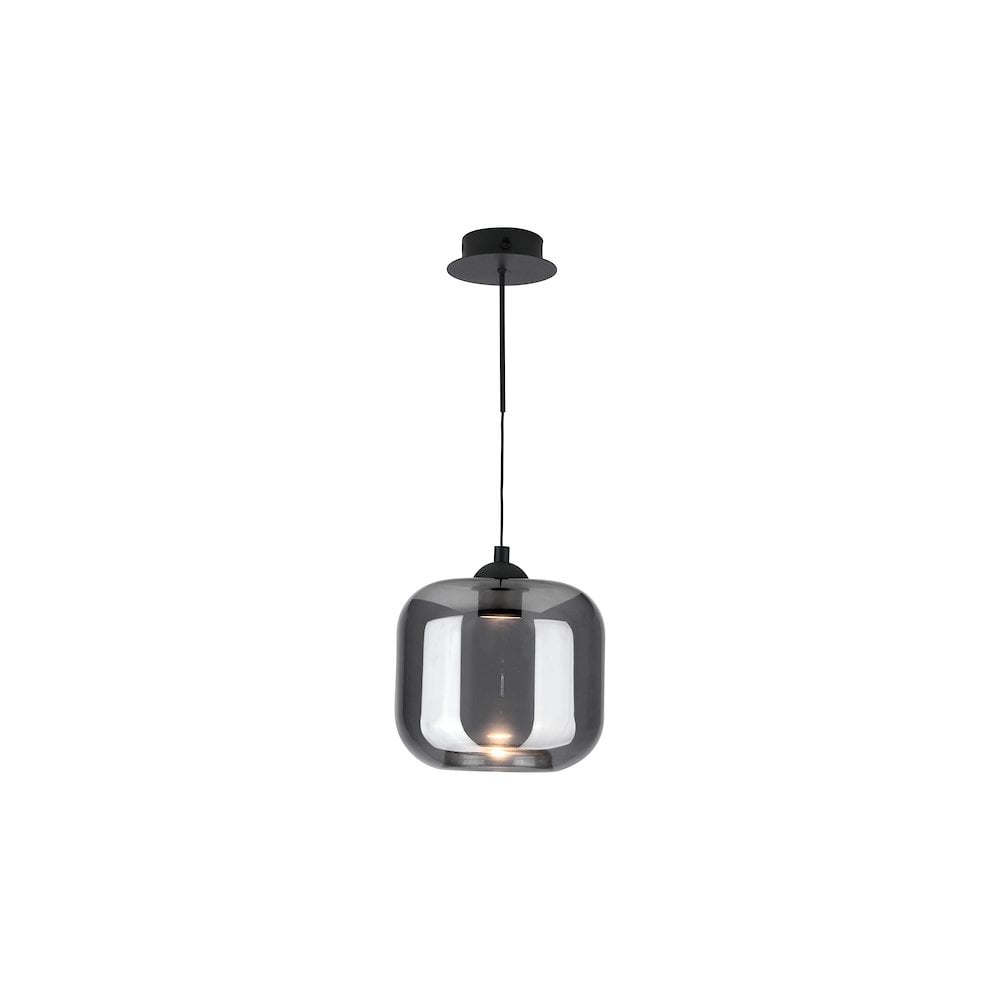 Dar EIL0722-AID6510B Eileen Pendant/Wall Light Matt Black and Smoked Glass LED