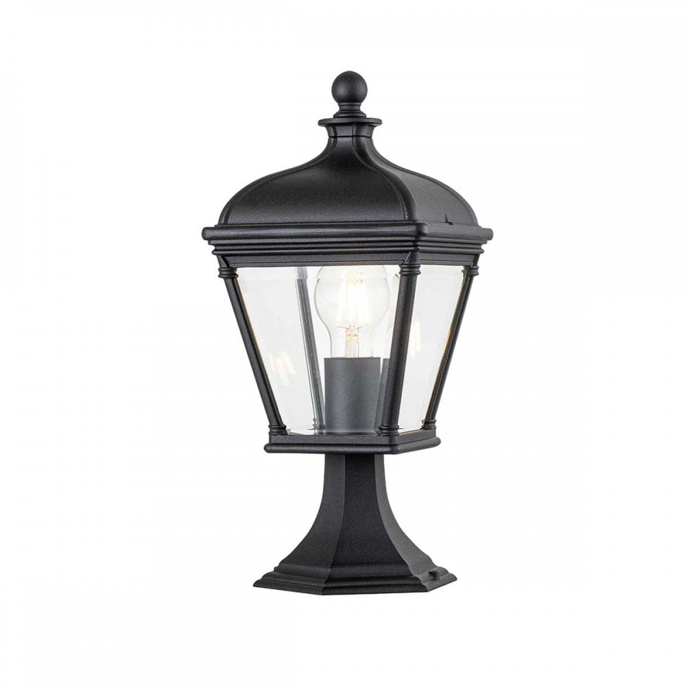 Elstead BAYVIEW-3M-BK Bayview 1 Light Outdoor Pedestal Lantern Black