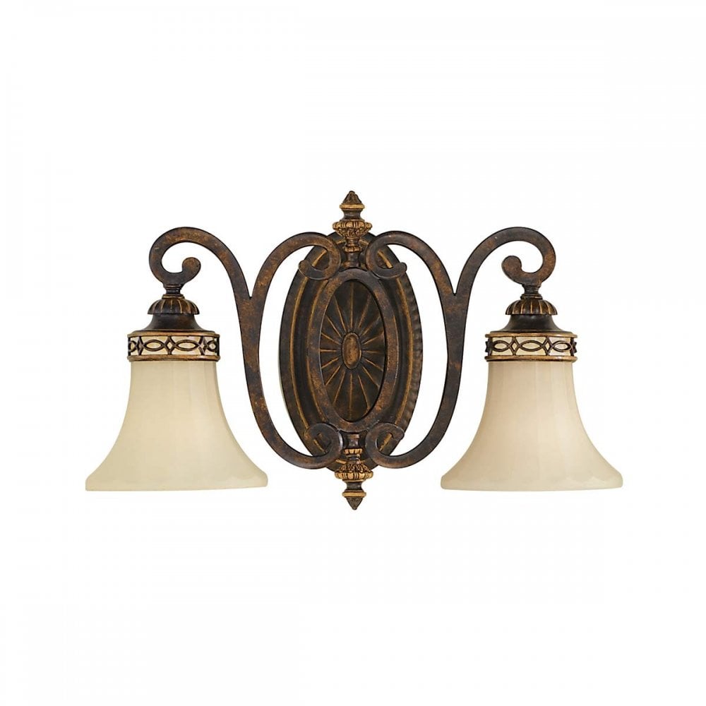 Feiss FE-DRAWING-ROOM2-B Drawing Room 2 Light Wall Light Walnut