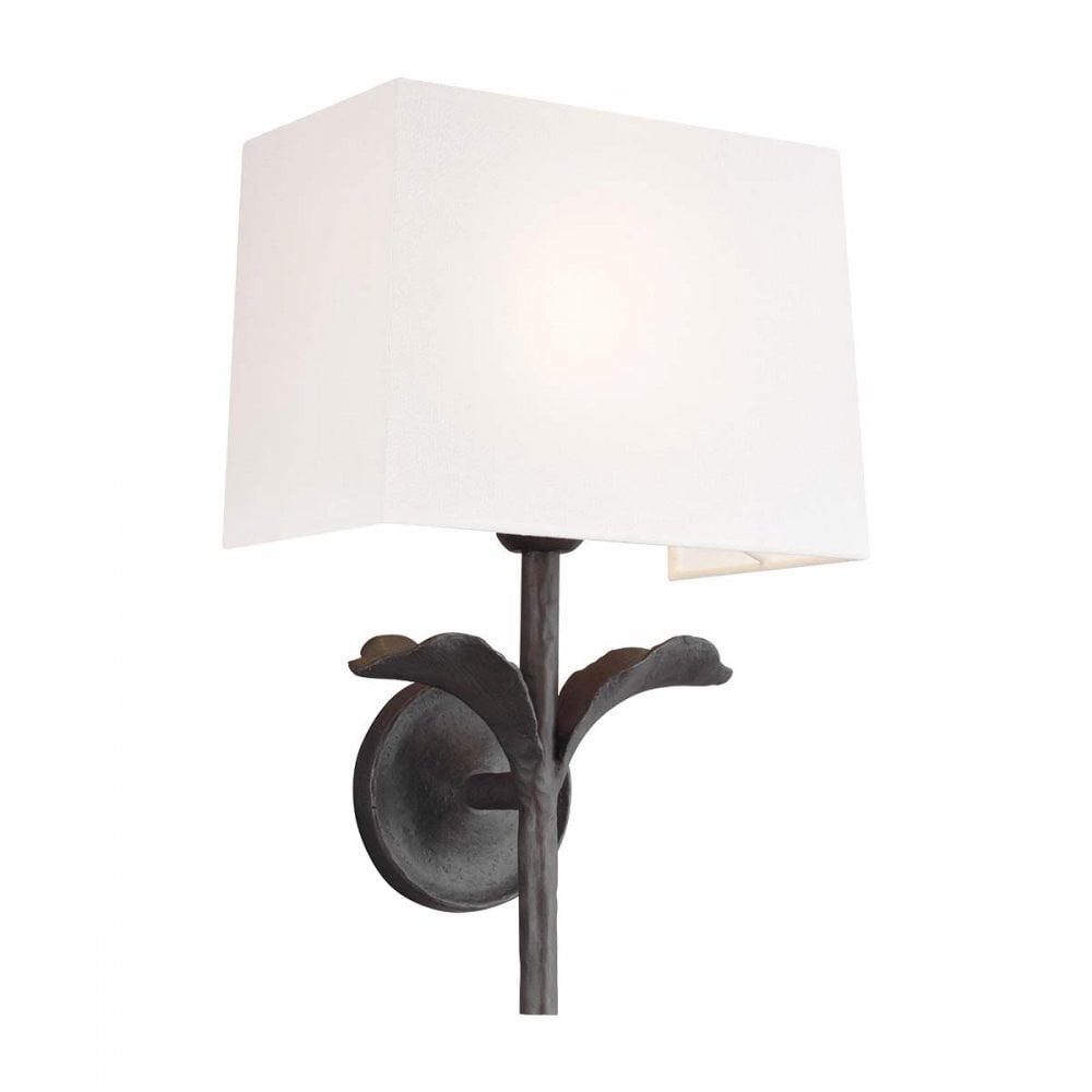 Feiss FE-GEORGIA1 Georgia 1 Light Wall Light Aged Iron and off white cotton shade