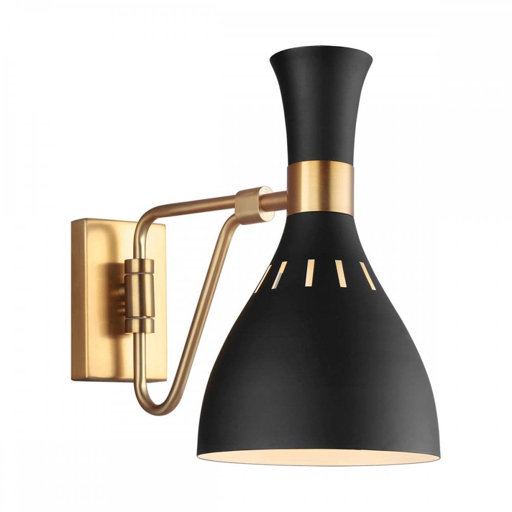 Feiss FE-JOAN1-MB Joan 1 Light Wall Light Midnight Black / Burnished Brass