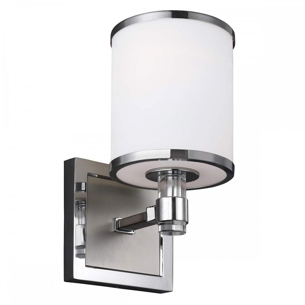 Feiss FE-PROSPECT-PARK1 Prospect Park 1 Light Wall Light Satin Nickel with Chrome