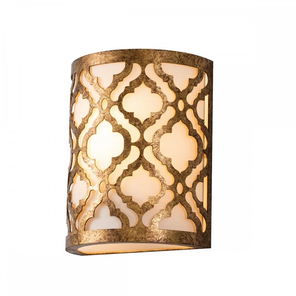 Gilded Nola GN-ARABELLA1 Arabella 1 Light Wall Light Distressed Gold, Ivory Shade
