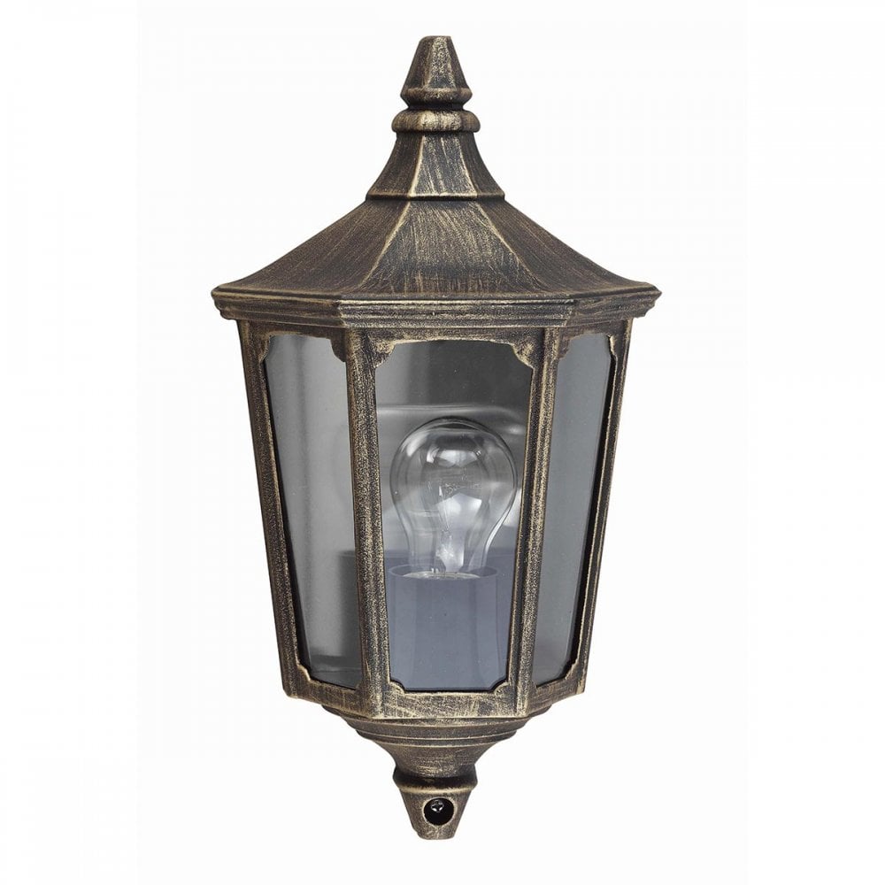 Garden Zone GZH-CKL7 Cricklade 1 Light Outdoor Half Wall Lantern Black/Gold