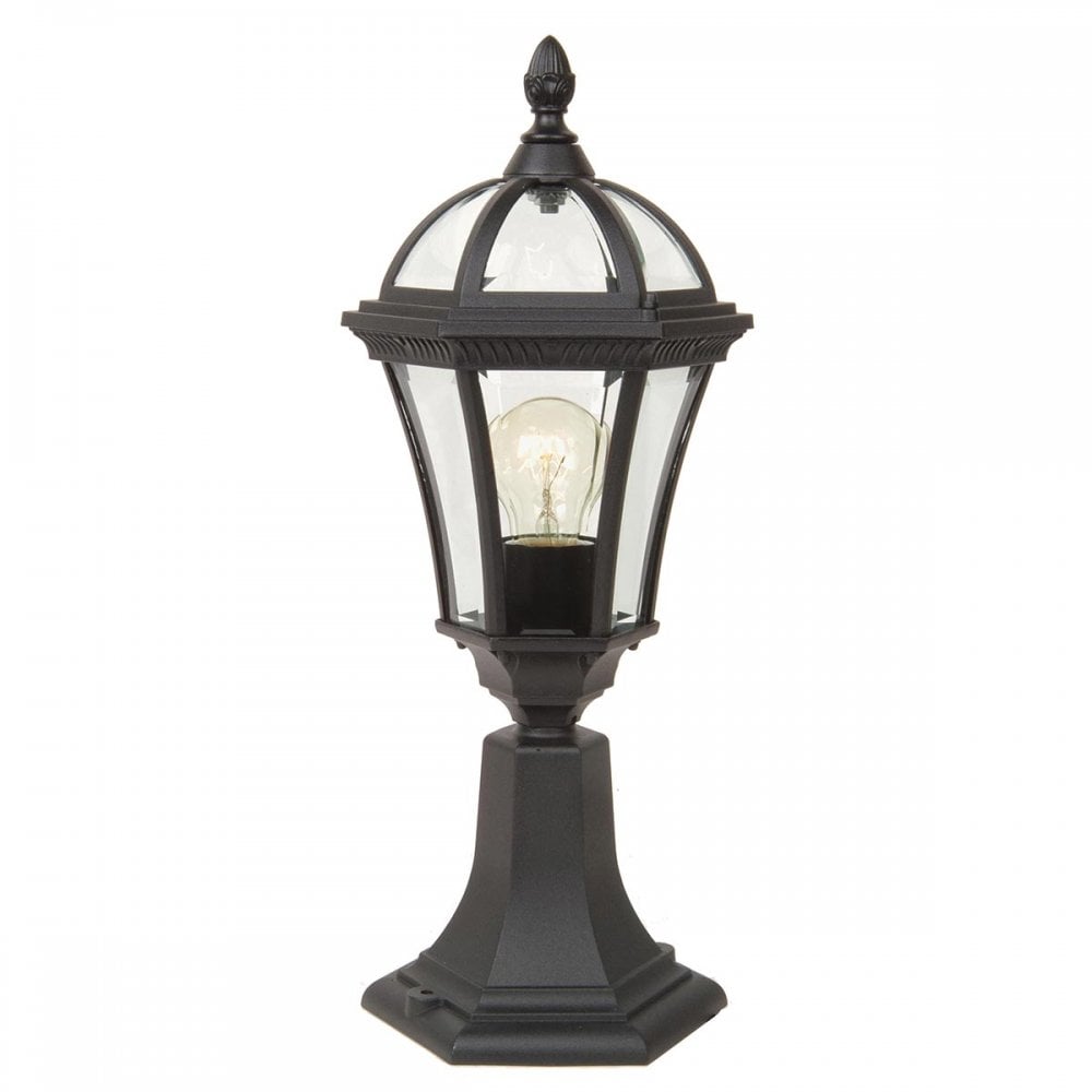 Garden Zone GZH-LB3 Ledbury 1 Light Outdoor Pedestal Lantern Black