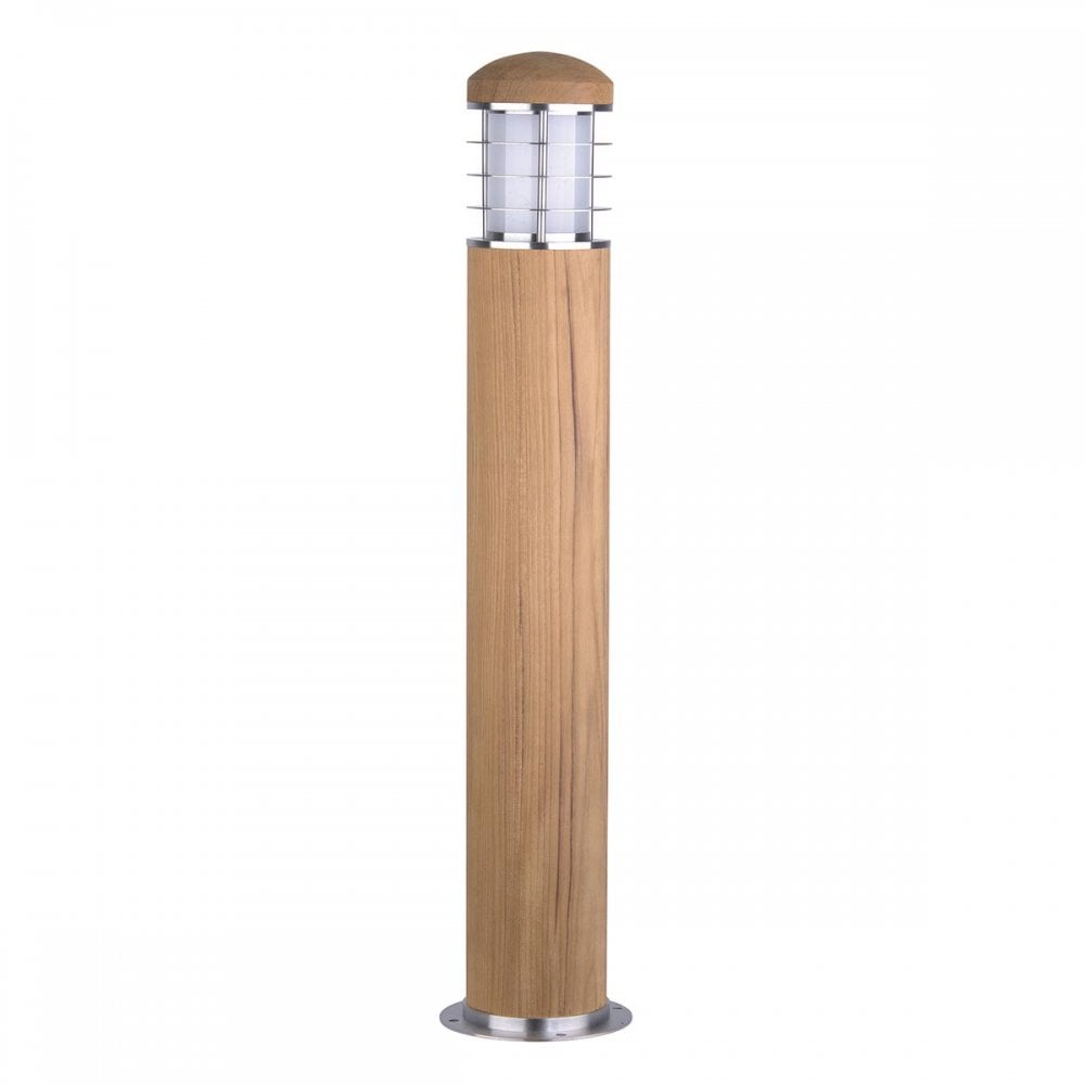 Garden Zone GZ-POOLE-B Poole 1 Light Outdoor Bollard Teak and Stainless Steel