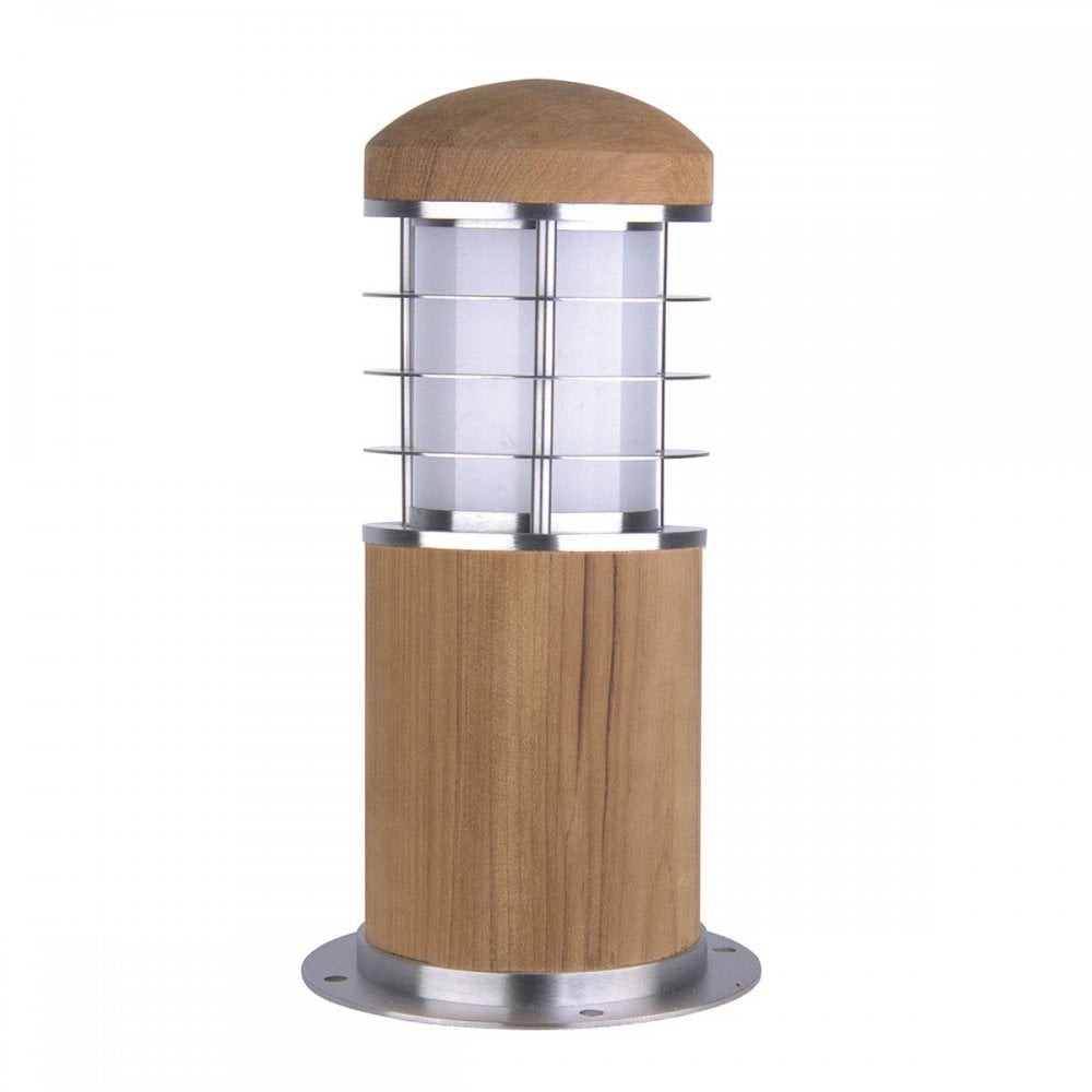 Garden Zone GZ-POOLE-MB Poole 1 Light Outdoor Bollard Teak and Stainless Steel
