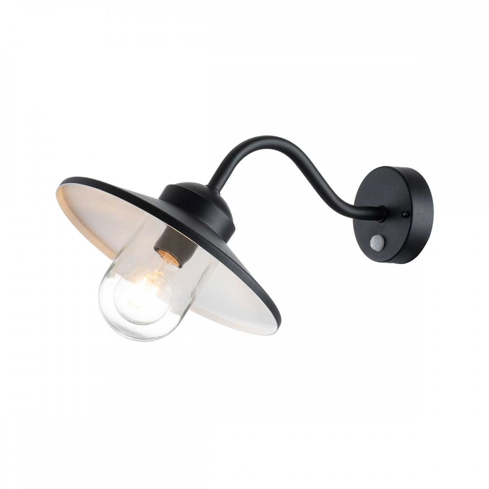 Elstead KLAMPENBORG-PIR-BK Klampenborg 1 Light Outdoor PIR Wall Lantern Black
