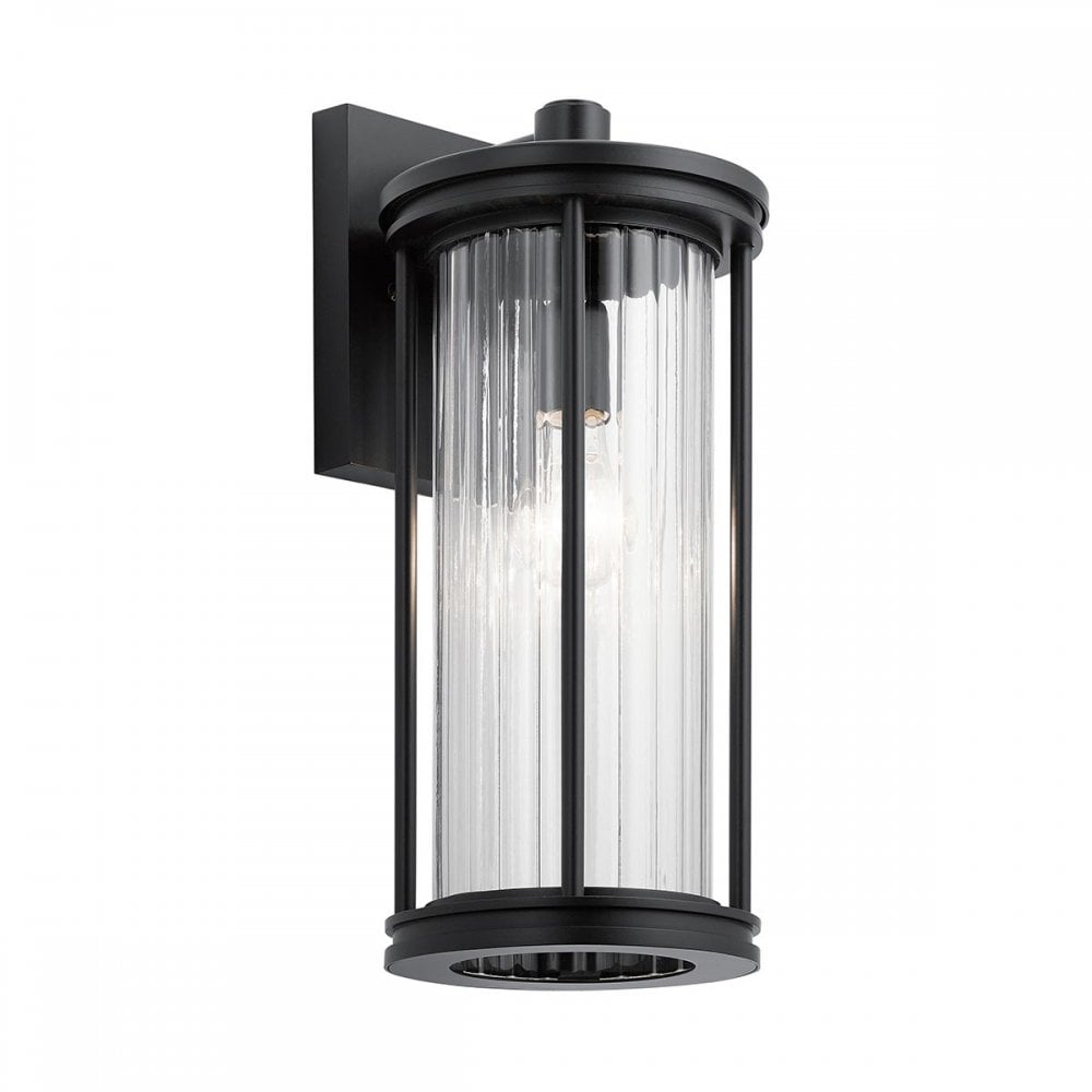 Kichler KL-BARRAS2-M-BK Barras 1 Light Outdoor Medium Wall Lantern Black