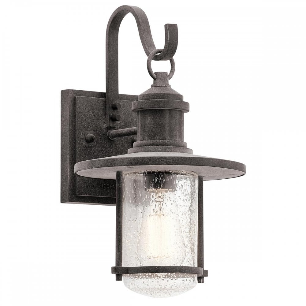 Kichler KL-RIVERWOOD2-M Riverwood 1 Light Outdoor Medium Wall Lantern Weathered Zinc