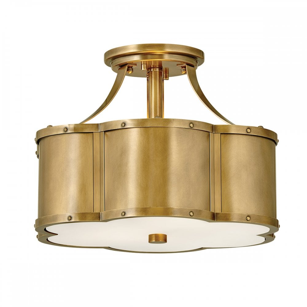 Quintiesse QN-CHANCE-SF-S-HB Chance 2 Light Ceiling Semi-Flush Heritage Brass