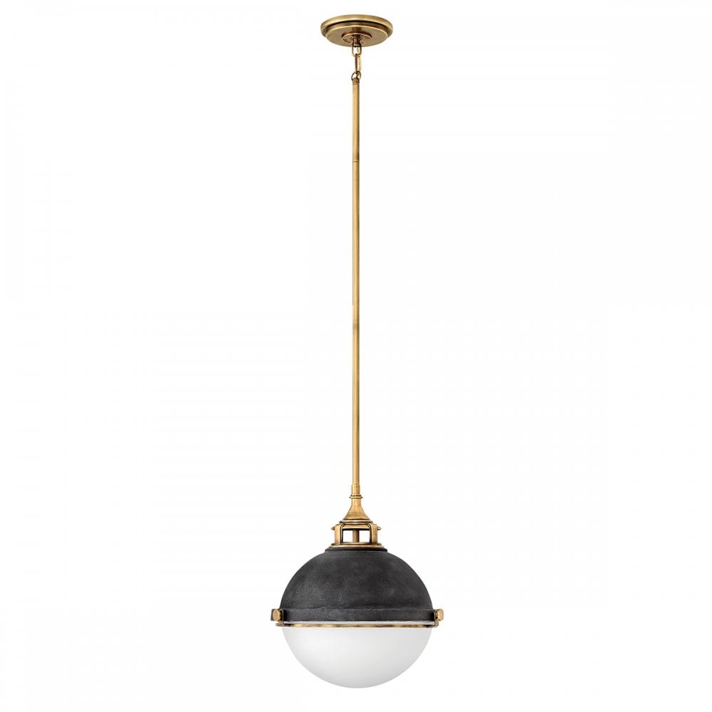 Hinkley Lighting QN-FLETCHER-P-M-AZ Fletcher 2 Light Pendant Aged Zinc & Heritage Brass