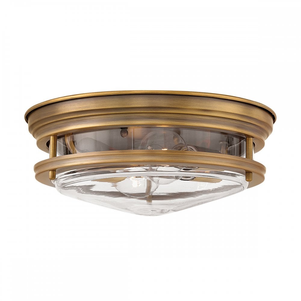 Quintiesse QN-HADRIAN-FS-BR-CLEAR Hadrian 2 Light Bathroom Ceiling Flush Brushed Bronze