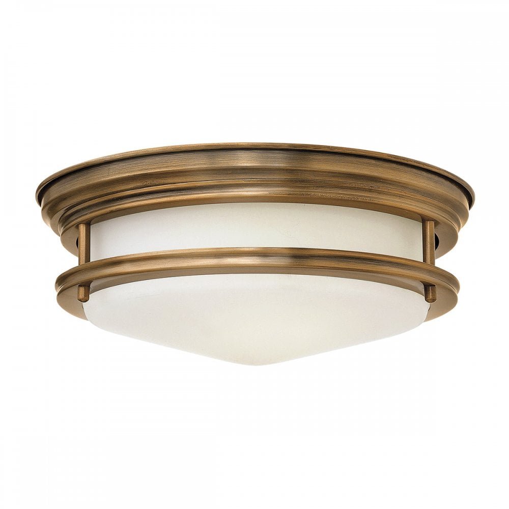 Hinkley Lighting QN-HADRIAN-FS-BR-OPAL Hadrian 2 Light Bathroom Ceiling Flush Brushed Bronze