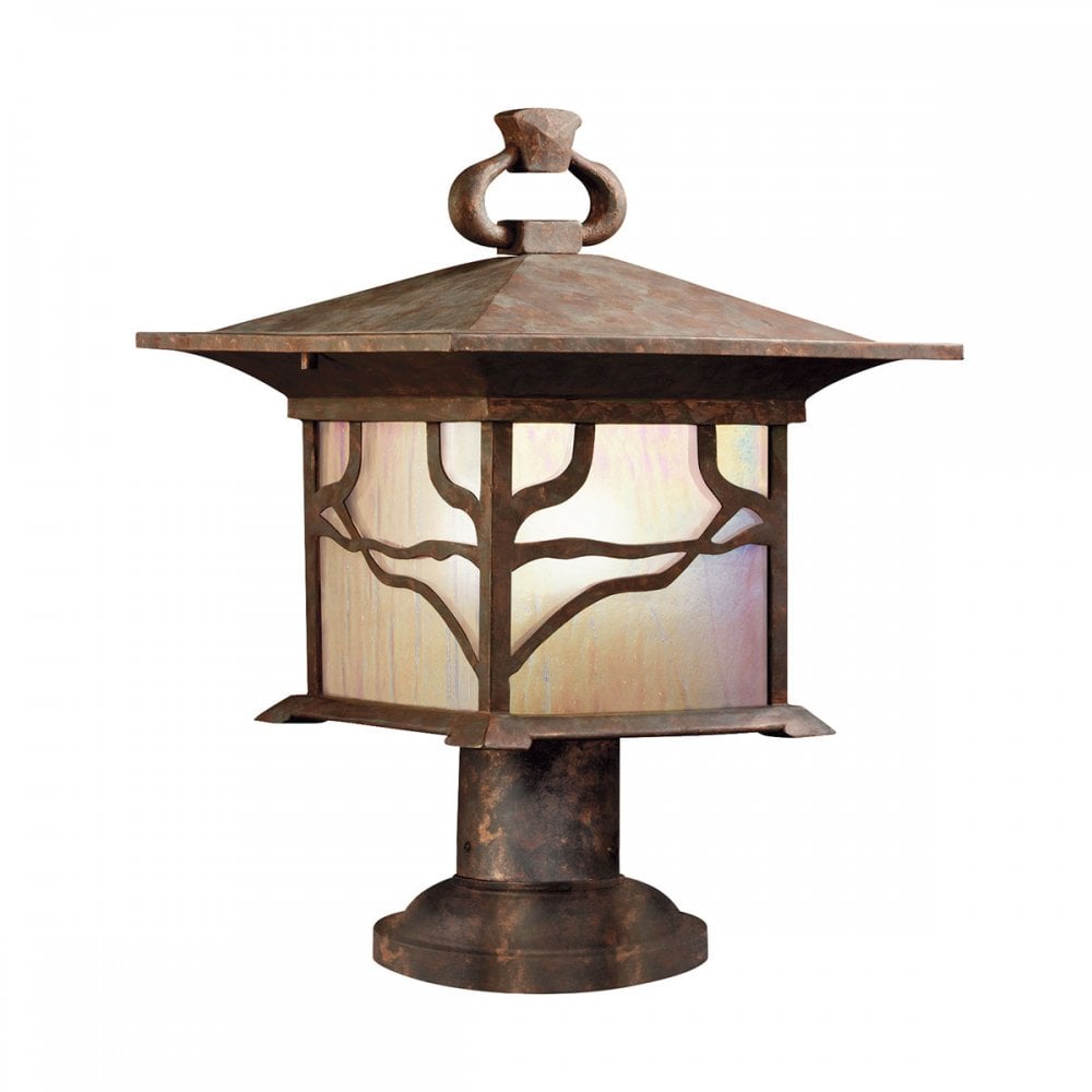 Kichler QN-MORRIS3 Morris 1 Light Outdoor Pedestal Lantern Distressed Copper