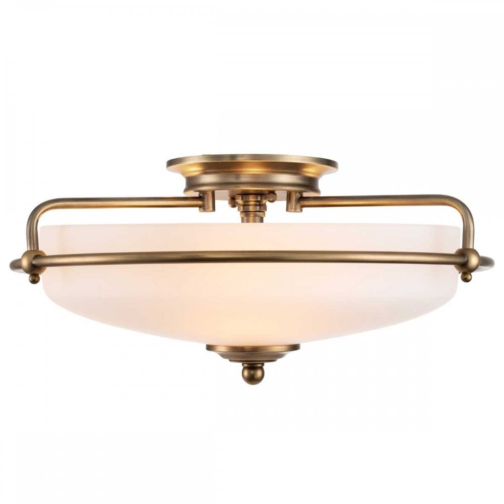 Quoizel QZ-GRIFFIN-F-WS Griffin 3 Light Ceiling Flush Weathered Brass