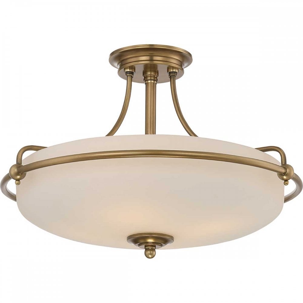 Quoizel QZ-GRIFFIN-SFM-WS Griffin 4 Light Ceiling Semi-Flush Weathered Brass