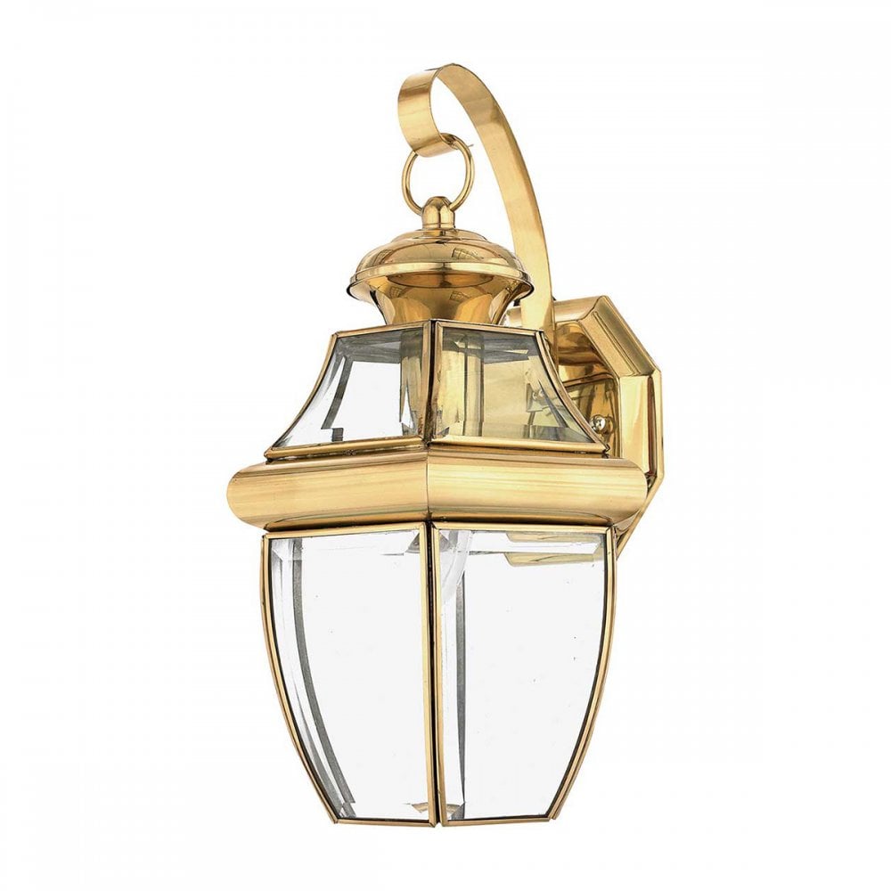 Quoizel QZ-NEWBURY2-M-PB Newbury 1 Light Outdoor Medium Wall Lantern Polished Brass