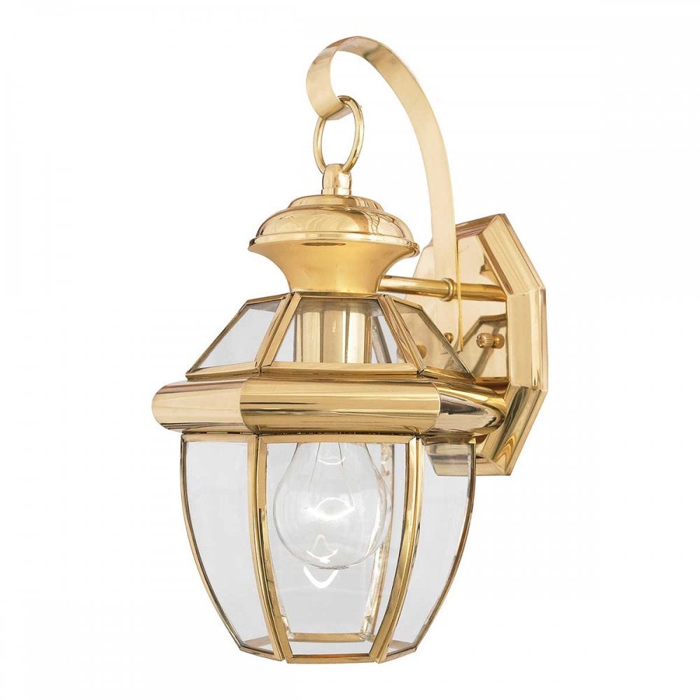 Quoizel QZ-NEWBURY2-S-PB Newbury 1 Light Outdoor Small Wall Lantern Polished Brass