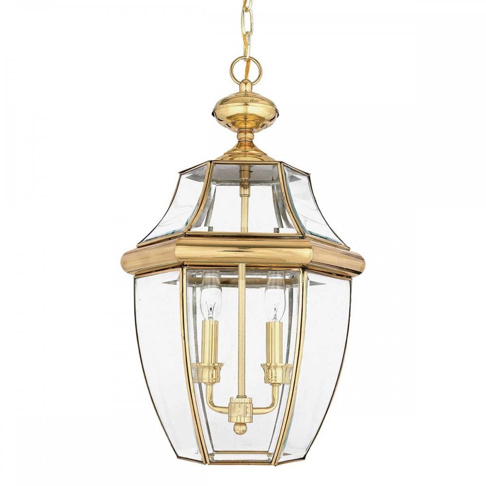 Quoizel QZ-NEWBURY8-L-PB Newbury 2 Light Outdoor Large Chain Lantern Polished Brass