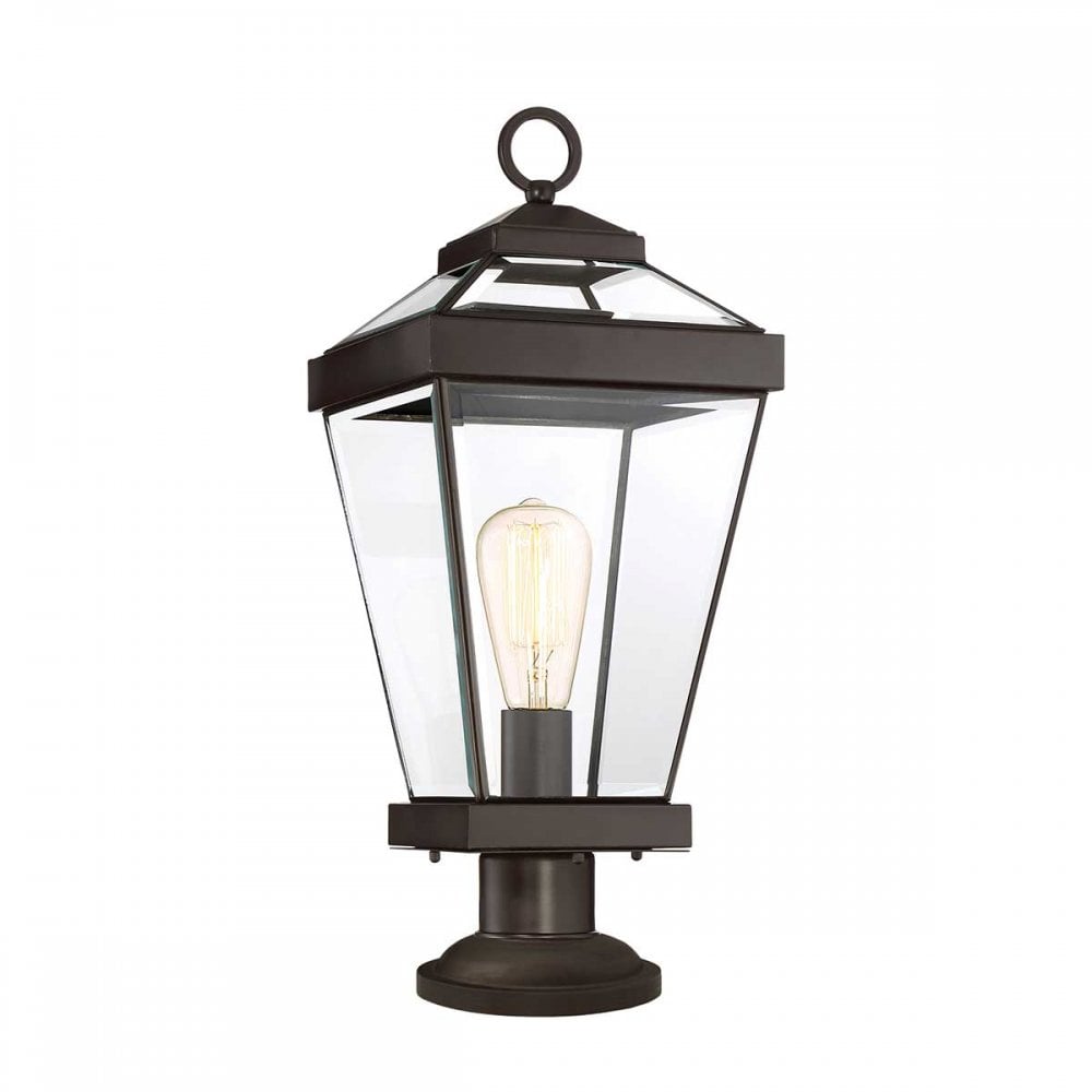 Quoizel QZ-RAVINE3-M Ravine 1 Light Outdoor Pedestal Lantern Western Bronze