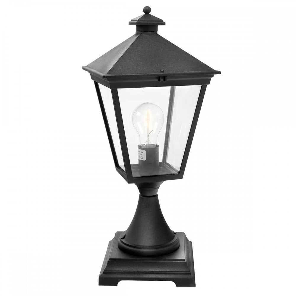 Norlys T3-BLACK Turin 1 Light Outdoor Pedestal Lantern Black