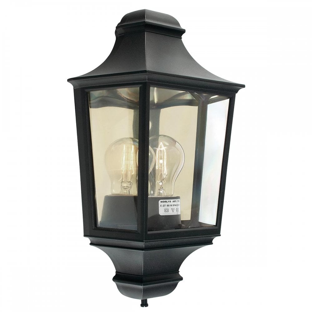 Norlys T9-BLACK Turin 1 Light Outdoor Half Lantern Black