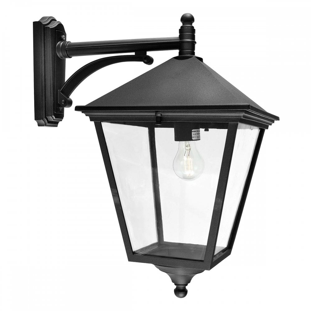 Norlys TG2-BLACK Turin Grande 1 Light Outdoor Down Wall Lantern Black