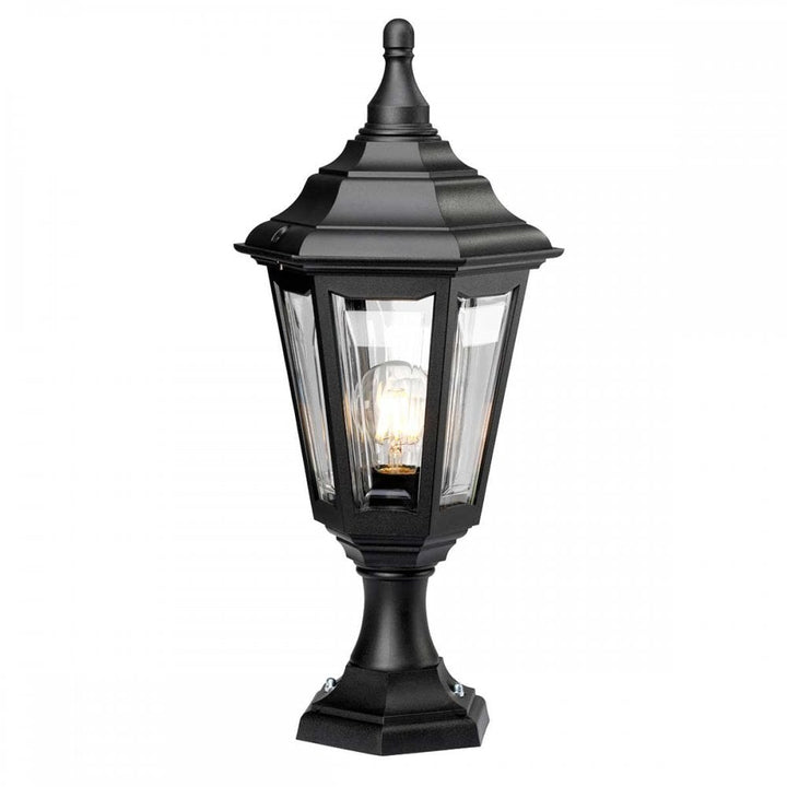 Elstead KINSALE PED/POR Kinsale Pedestal/porch Lantern Black