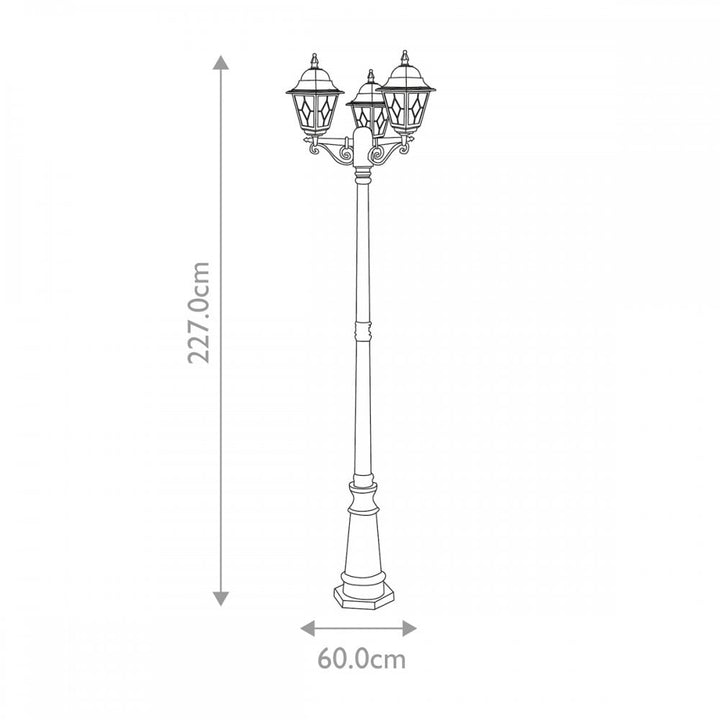 Elstead NR8 BLK Norfolk Triple Lamp-post Black