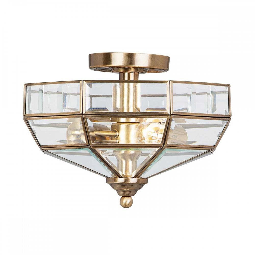 Elstead OLD PARK AB Old Park Two Light Semi-flush Antique Brass