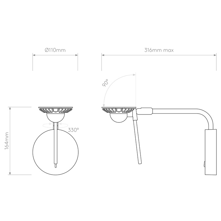 Astro 1444005 Miura Swing Arm LED Wall Light Matt Nickel