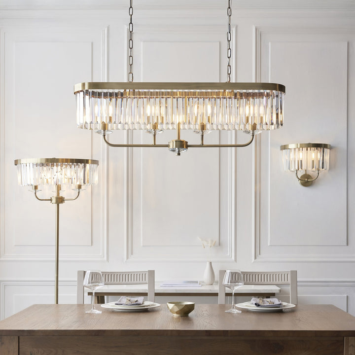 Endon 110539 4 Light Pendant Antique Brass Plate & Clear Cut Glass