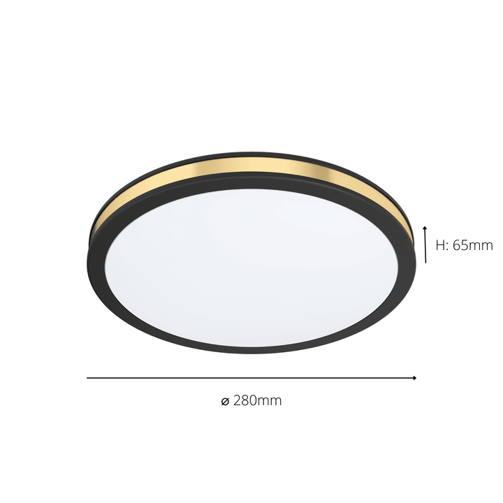 Eglo 99406 Pescaito LED Black/Gold Flush Round Ceiling Light