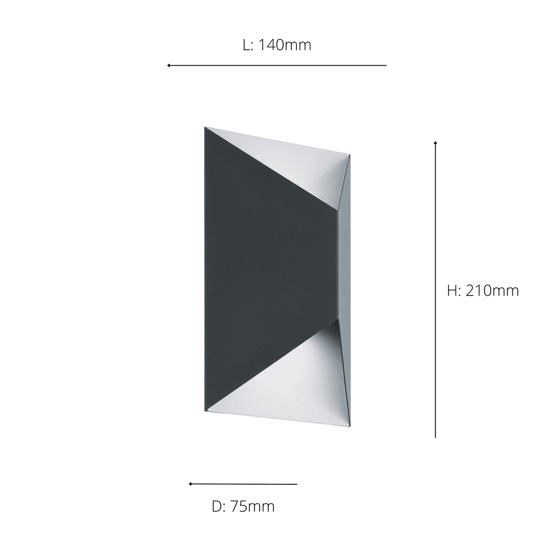 Eglo 93994 Predazzo 2-Light LED Exterior Wall Light In Anthracite And White