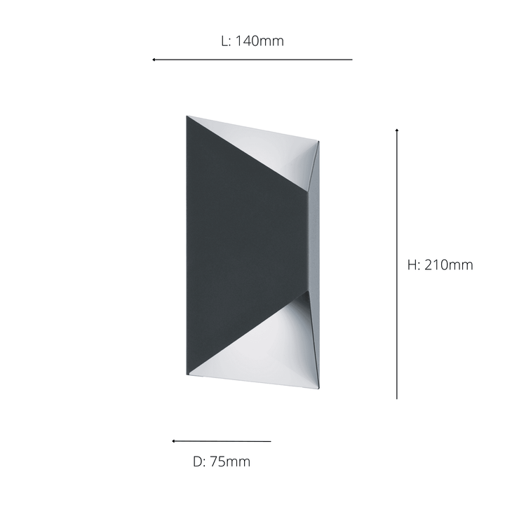 Eglo 93994 Predazzo 2-Light LED Exterior Wall Light In Anthracite And White