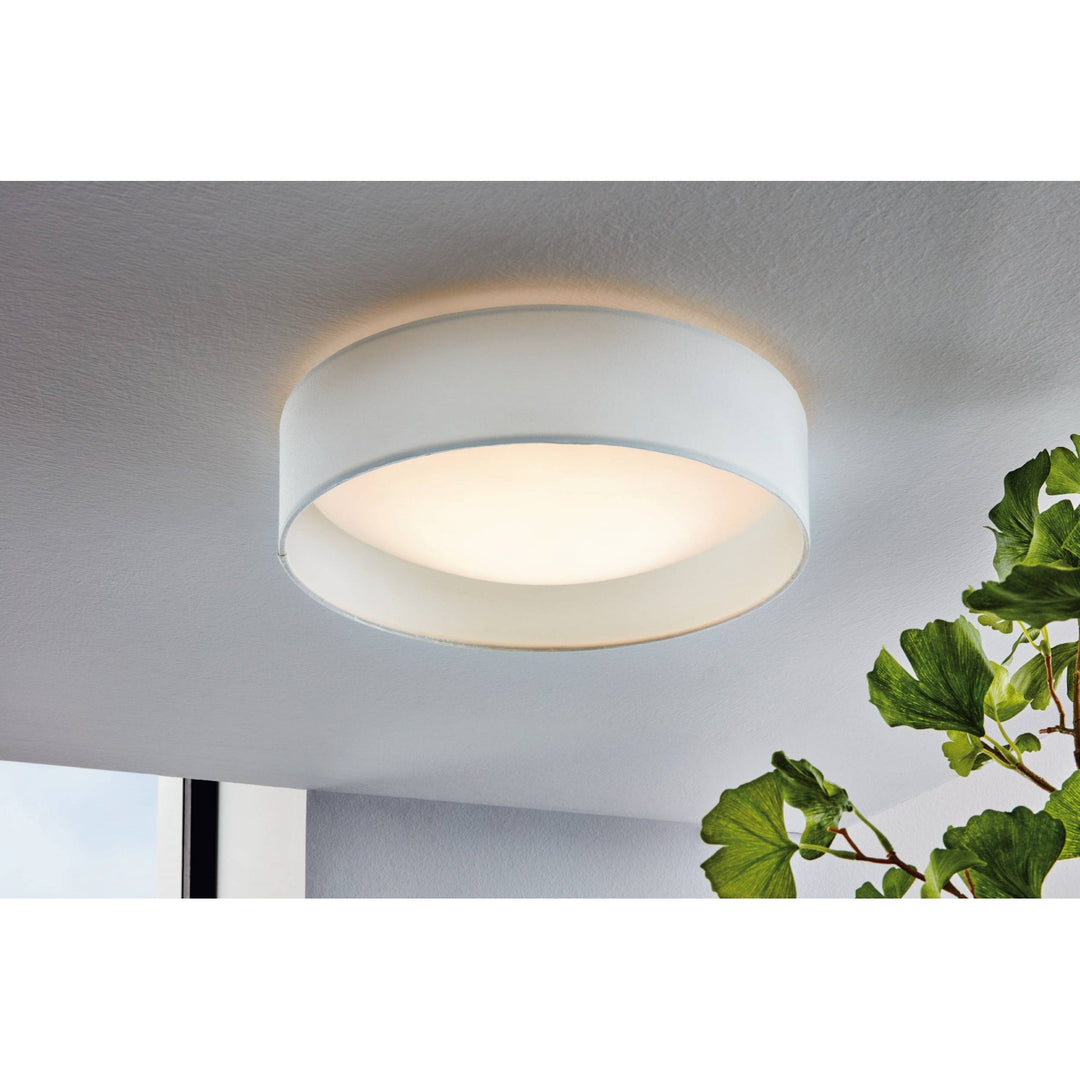 Eglo 31588 Pasteri 1-Light White Fabric LED Ceiling Light