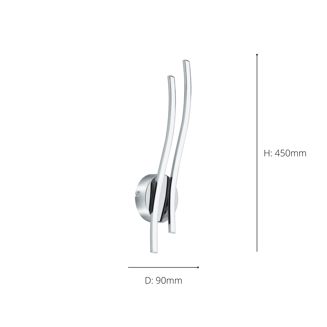 Eglo 96332 Valmora 1-Light Curved White/Chrome LED Wall Light