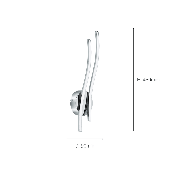 Eglo 96332 Valmora 1-Light Curved White/Chrome LED Wall Light