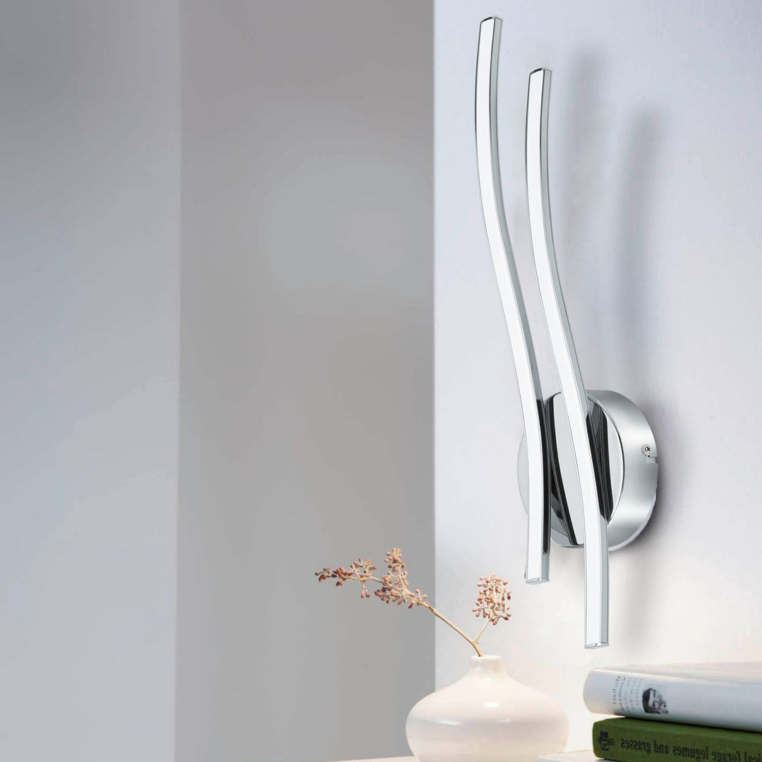 Eglo 96332 Valmora 1-Light Curved White/Chrome LED Wall Light