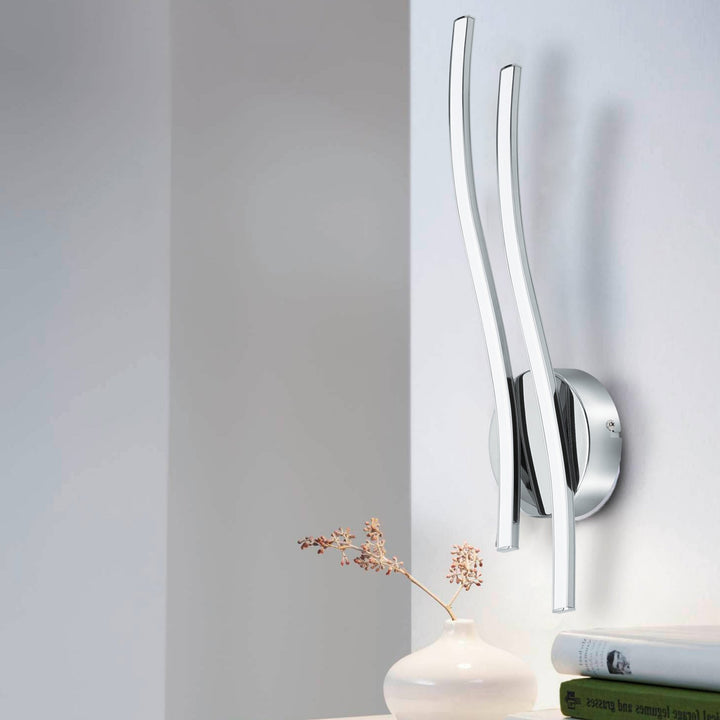 Eglo 96332 Valmora 1-Light Curved White/Chrome LED Wall Light