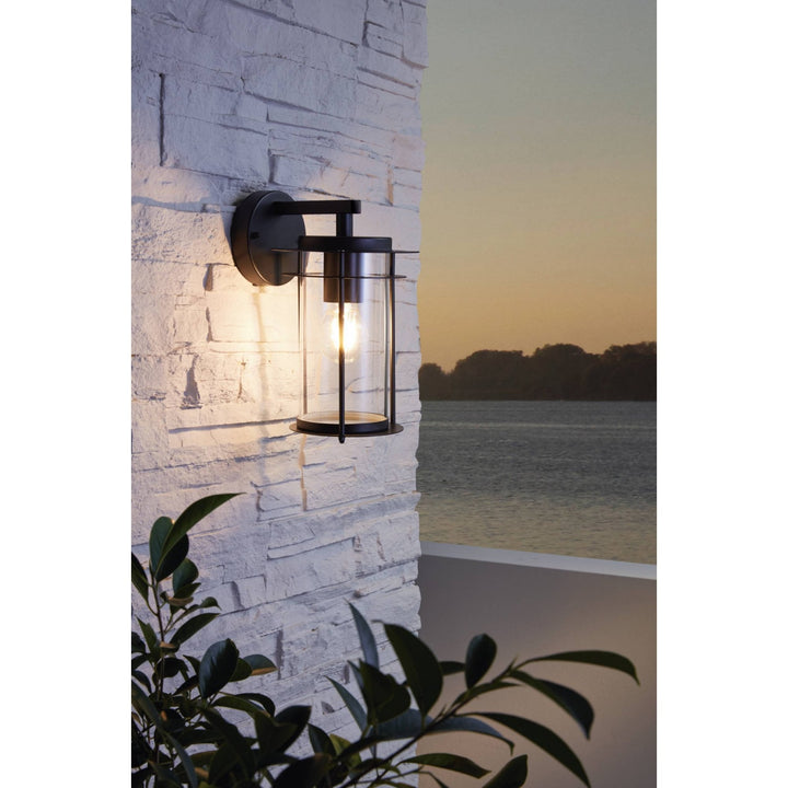 Eglo 96239 Valdeo 1-Light Exterior Wall Light With A Clear Cylinder Glass Shade