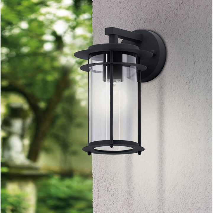 Eglo 96239 Valdeo 1-Light Exterior Wall Light With A Clear Cylinder Glass Shade