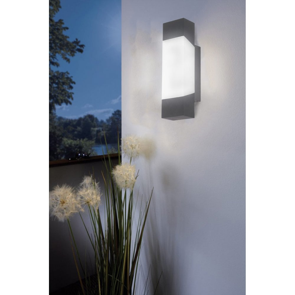 Eglo 97222 Gorzano LED Anthracite/Satin Glass Exterior Wall Light
