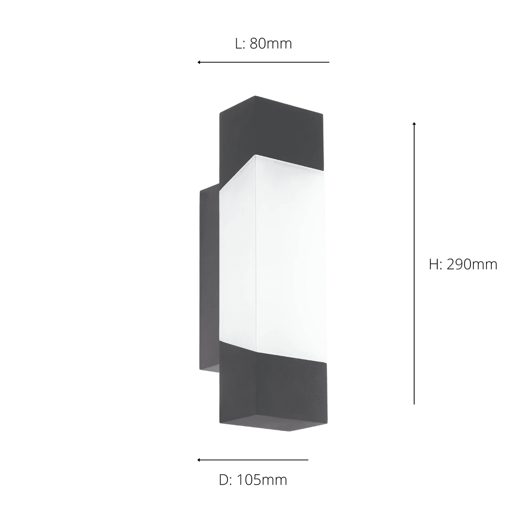 Eglo 97222 Gorzano LED Anthracite/Satin Glass Exterior Wall Light